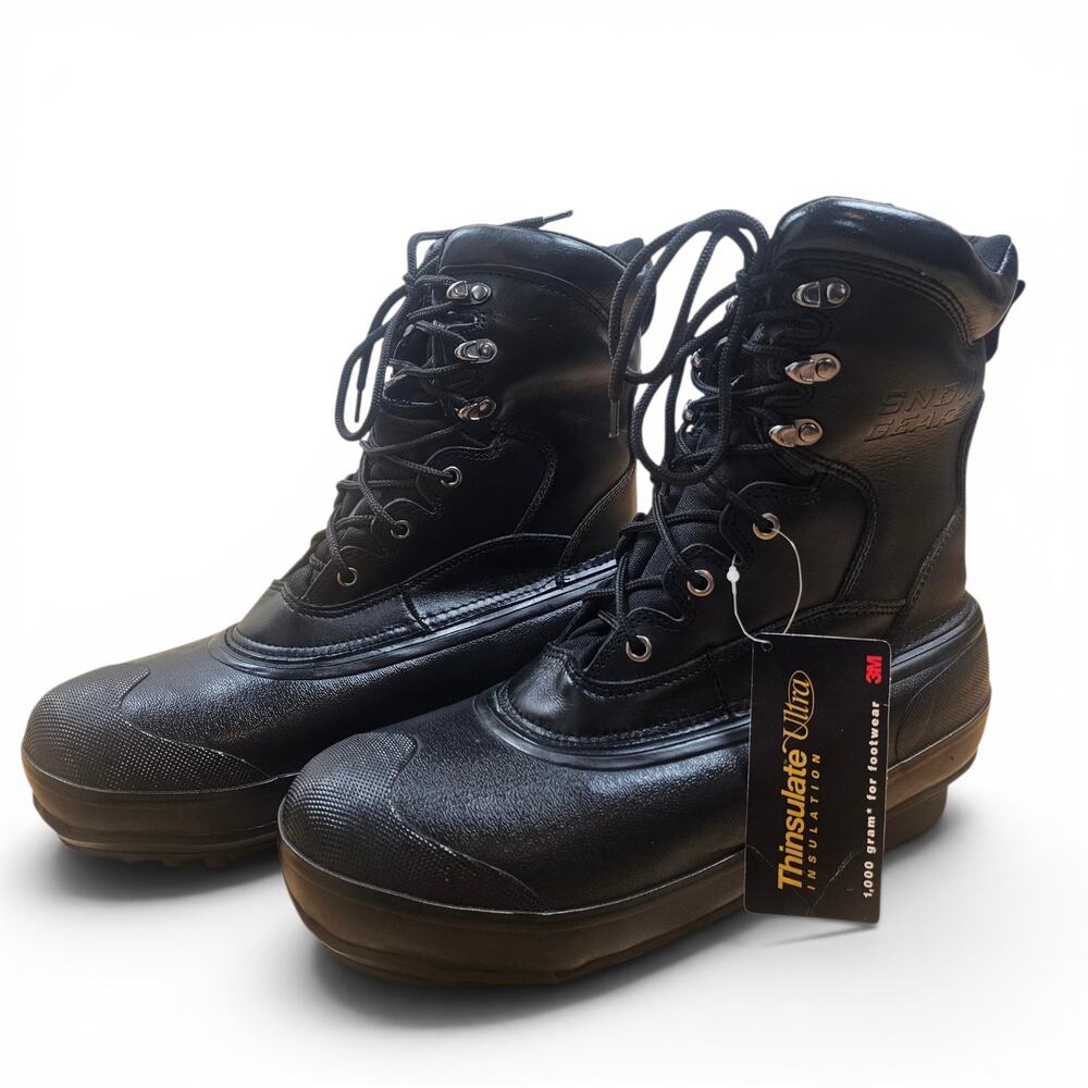 SNOW GEAR NWT Ice Cleat Boots Men's 11 Black Winter Boots 1000 Gram Thinsulate